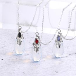 Pendant Necklaces Teardrop Moonstone For Women Fashion Versatile Silver Color Charm Collar Necklace Jewelry Party Accessories