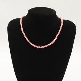 Chains Elegant Women's Smooth Round Pink Artificial Coral Bead Necklace Handmade Fashion DIY Bracelet Gift Banquet Accessories