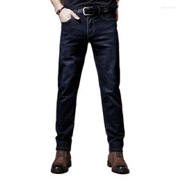 Men's Jeans 2023 Straight Solid Color Denim High-end Business Casual Pants Thin Stretch Long