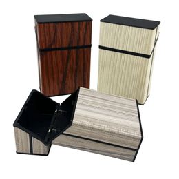 New Style Portable Colourful Wood Grain Smoking Cigarette Cases Plastic Storage Box Exclusive Housing Automatic Spring Opening Flip Cover Moistureproof Stash Case