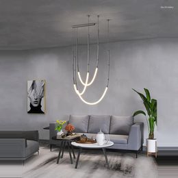 Chandeliers Retro Black LED Stainless Steel Designer Hanging Lamps Lustre Chandelier Lighting Suspension Luminaire Lampen For Dinning Room