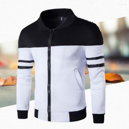 Men's Jackets Autumn Coat Cool Striped Zip Up Spring Jacket Patchwork Men Cardigan Fall For Work