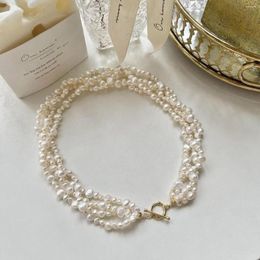 Chains Elegant Vintage Premium Natural Baroque Pearl Necklace Women's Clavicle Chain Choker