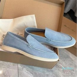 Designer suede Shoes Charms Embellished Walk Suede Loafers Couple Mens Leather Casual slip on flats for Men Women Sports Dress Party Wedding shoe 38-46