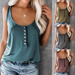 Women's Tanks 2023 Summer Fashion Ladies Solid Colour Button Vest Women Sexy Camisole Loose Blouse Tops Femme Clothing Streetwear