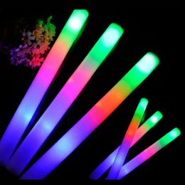 10Pcs LED Glow Sticks Bulk Colourful RGB Glow Foam Stick Cheer Tube Dark Light for Xmas Birthday Wedding Party Supplies