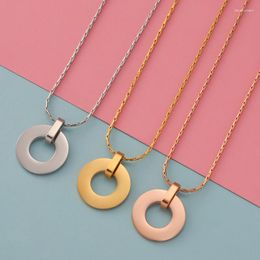 Chains 10PCS Stainless Steel Circle Necklace Blank For Engrave Gold/Silver Colour Metal Round Hollow Bar Charm Mirror Polished