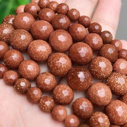 Beads Faceted Natural Stone Gold Sand Gems Loose Spacer For Handmade Jewellery Making Diy Bracelet Wholesale 4/6/8/10mm