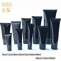 10ml 30g 50ml 60ml 80g 100ml 200ml Black Plastic Soft Bottle Cosmetic Facial Cleanser Cream Squeeze Tube Empty Lotion Containers T252w