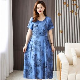 Casual Dresses Floral Dress Woman 2023 Short Sleeve Summer Women's With Pattern Elegant Sundress Ladies Clothes