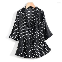 Women's Suits French Black And White Polka Dot Heavy Silk Suit Top Fashionable Big Brand Thin Mulberry Size Loose Jacket