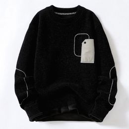 Women's Sweaters 2023 Black Grey Khaki Knitted Sweater Men Oneck Fleece Thick Male Long Sleeve Warm Knitwear Pullover 230728