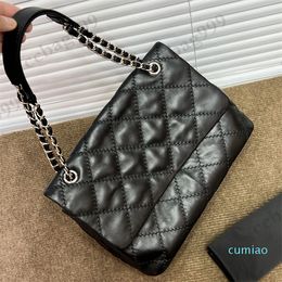 2023-Quilted Calfskin Designer Bags Classic Outer Silver Metal Hardware Chain Womens Shoulder Outdoor Large Capacity Crossbody Handbags 30x22x9Cm