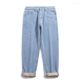 Men's Jeans Streetwear Winter Fleece Warm Baggy Korean Style Fashion Loose All Match Wide Leg Pants Classic Male Denim Trousers