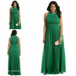 Emerald Green Plus Size Formal Evening Dress A Line Chiffon Long Special Occasion Dress Prom Party Gown235m