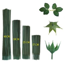 Decorative Flowers Wreaths 17cm253040cm Artificial Flower Stems Rose leavesbase Iron Wire Stem DIY Soap Paper Flower Stub Accessory Stems Craft Decor 230728