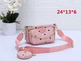 Luxury Women designer bag multi pochette 3 pcs set Handbag Chain shoulder Bags Flower female wallet Purse Crossbody Bag high quality