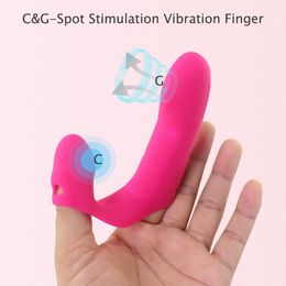 Adult Toys Double Vibration Finger Vibrator Nipple Clitoris Glans Stimulation Tools Female G-spot C-spot Stimulate Sex Toys 230728