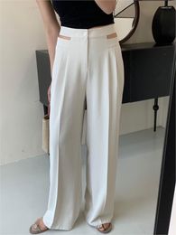 Women's Pants 2023 Summer Casual Wide Leg Women Korean Fashion High Waist Cut Out Straight Woman Solid White Black Full Trousers