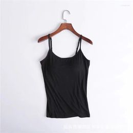 Women's Tanks Women Suspender Vest With Chest Pad Without Steel Cup-a Yoga Sports T-shirt Bottoming Underwear