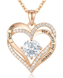 CDE Forever Love Heart Pendant Necklaces for Women 925 Sterling Silver with Birthstone Zirconia, Jewellery Gift for Women Mom Girlfriend Girls Her D43253