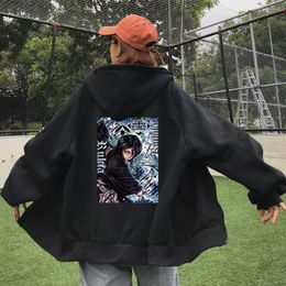 Men's Hoodies Kuchiki Rukia BLEACH Print Zipper Kawaii Anime Men Women Oversized Hooded Sweatshirts Autumn Hip Hop Zip-up Jacket Coats