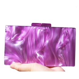 Evening Bags Pearl marble purple mirror inside acrylic clasp women shoulder handbag party beach summer girl lady evening box day clutches 230728