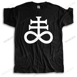 Men's T Shirts Men Cotton Casual Shirt Satanic Cross T-Shirt- Funny Satan Retro Devil Bible Anti Christ Witch Bigger Size Loose Tops