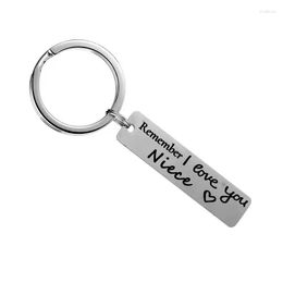 Keychains Stainless Steel Keychain Lettering Square Pendant Remember i You Son Sister Grandson Mom Dad Family