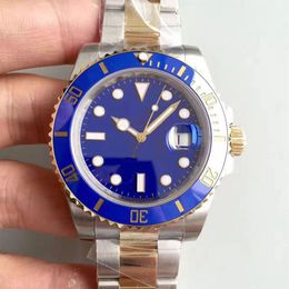 ST9 Steel Quality Watch Automatic Mechanical 40MM Two Tone K Gold Colour Ceramic Bezel Blue Dial Glide Lock Flod Clasp Sapphire Gla308d