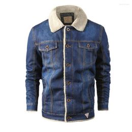 Men's Jackets Velvet Coat Trendy Warm Fleece Thick Denim Winter Mens Jean Overcoat Outwear Male Cowboy M-6xl