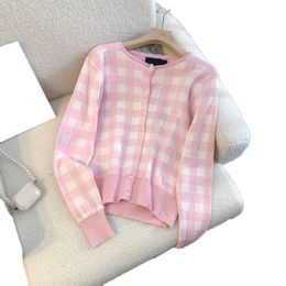 Fashion Designers Womens Knits Sweater Short Sleeve Cardigan Sweater Letter Jacquard Comfortable TOP Quality clothing designer women Crew Neck Sky Blue Pink