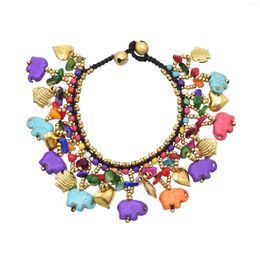 Charm Bracelets Colorful Turquoise Elephant Golden Fish Heart Pendant Bracelet Bohemian Summer Beach Party Female Hand Jewelry