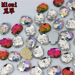 Micui 100PCS 6 8mm Skull Non Fix Flatback Crystals Glass Rhinestones Stone Nail Rhinestone Strass For Clothes Applique ZZ7133014