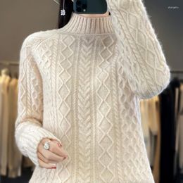 Women's Sweaters Ladies Wool Cashmere Sweater Autumn/Winter Half Turtleneck Knit Pullover Women Solid Loose Tops Warm Base Shirt Thick