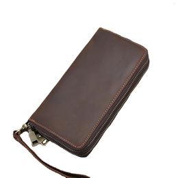 Wallets Men's Clutch Business Soft Cowhide Large Capacity Double Zipper Top Layer Wallet