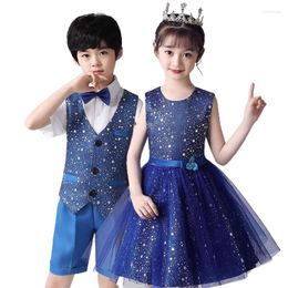 Clothing Sets Children's Performance Costumes Primary School Students Singing Hosting Piano Performances Boys' Suits Vests Evening