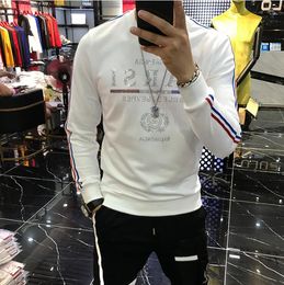 Mens Hoodie Pullover Sweatshirt High Edition Autumn Winter Simple New Style Shoulder Side Plaid Cotton Hooded Sweater