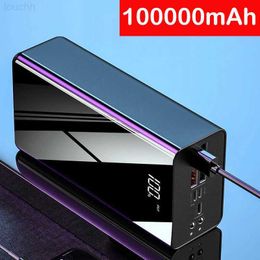 Cell Phone Power Banks 100000mAh Power Bank Portable Charger 4 USB Poverbank External Battery Pack for iPhone 14 13 12 Xiaomi Huawei Samsung Powerbank L230728