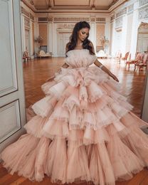 Runway Dresses Graceful Prom Off Shoulder Multilayered Ruffles Sleeveless Evening Dress Custom Made Floor Length Party Gown