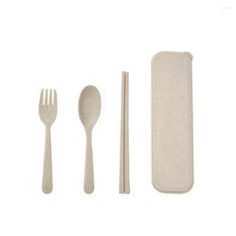 Dinnerware Sets Chopsticks Fork Spoon Tableware Wheat Straw Neat Storage Does Not Occupy Space And High Temperature Resistance