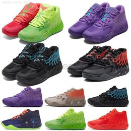 Excelente Retro 2023 Masculino Lamelo Bola MB 01 Tênis de Basquete Rick And Morty Vermelho Verde Roxo Azul Cinza Preto Queen Buzz City Melo Galaxy Tênis