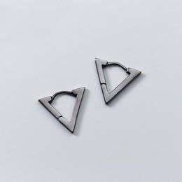 Hoop Earrings MloveAcc Solid 925 Sterling Silver Tiny Black For Women Men Fashion Geometry Triangle Jewellery