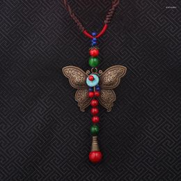 Choker Fashion Ethnic Necklace Butterfly Long Sweater Jewellery Handmade Braided Stones Vintage