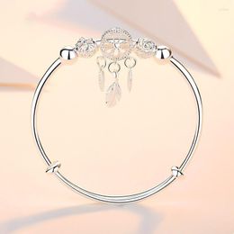 Strand Women's Cold Wind Dream Catcher Leaf Tassel Beaded Jewellery 1 Copper Alloy Silver Plated Bracelet