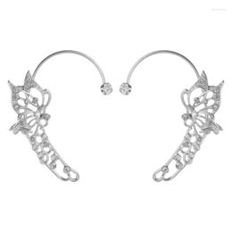 Backs Earrings Butterfly-Earrings Adjustable Ear Cuff Fashion Crawler Wrap Cuffs Earrings-Rhinestone For Butterfly-Earring