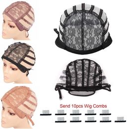 Wig Caps 10-50pcs/bag Plastic Hairnet Lace Adjustable Wig Caps Weave Breathable Durable Black Purple Beige Brown Dome Cap for Wig 230729