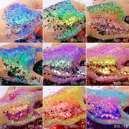 Nail Glitter 100g 500g Wholesale Colorful Hexagon Changing Color Eye Face Crafts Nail Art Chameleon Color Shift Flower Glitter Chunky Powder 230729