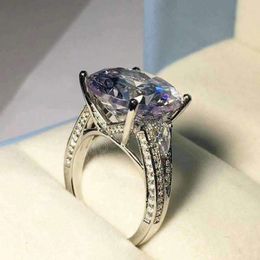 Classic White Zircon Ring Ladies Elegant Engagement Rings Proposal Birthday Jewelry Gift