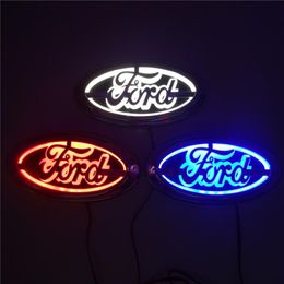 For Ford FOCUS 2 3 MONDEO Kuga New 5D Auto logo Badge Lamp Special modified car logo LED light 14 5cm 5 6cm Blue Red White226a